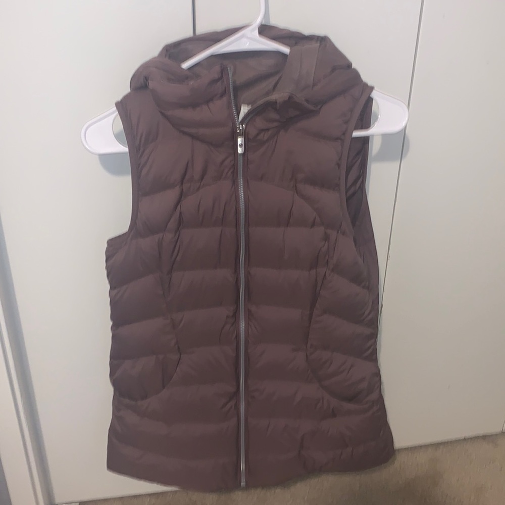 Women’s Brown Lululemon Puffer Vest with Hood